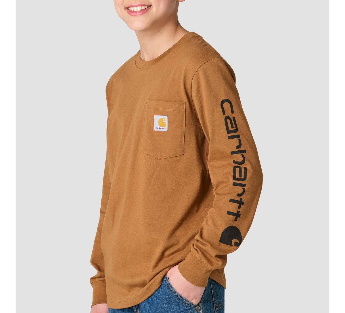 Boys' Long-Sleeve Pocket T-Shirt - Brown