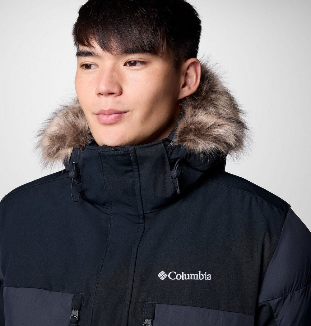 Men's Hooded Insulated Parka - Brown Black