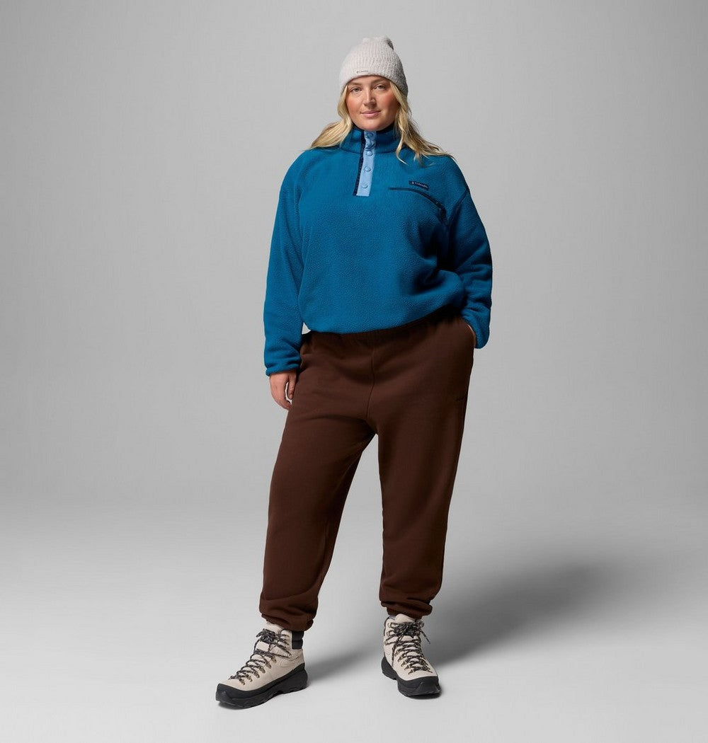 Women's Plus Cropped Sherpa Half-Snap Pullover - Tan