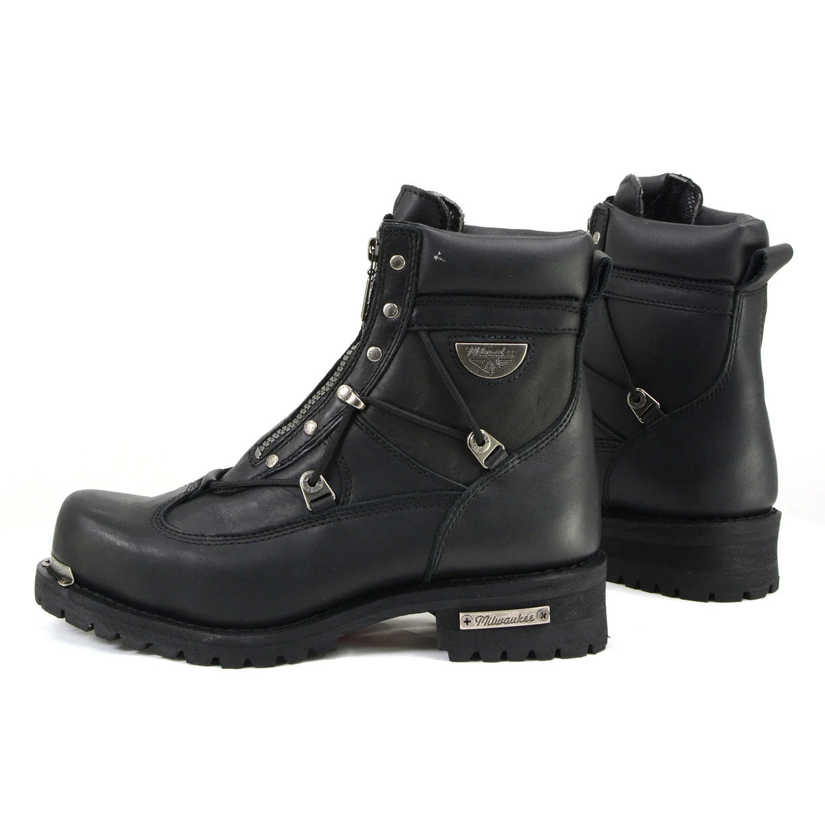 Men's Extra-Wide Zip Motorcycle Boots - Black