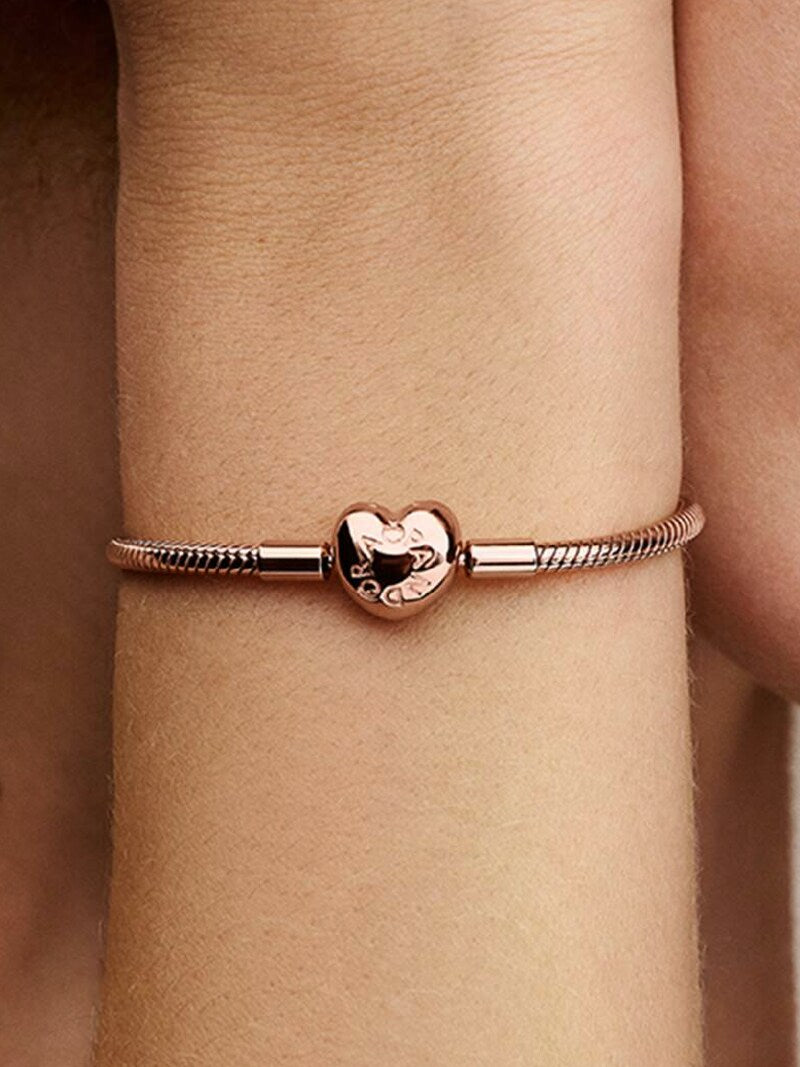 Rose Gold-Plated Heart Clasp Chain Bracelet
