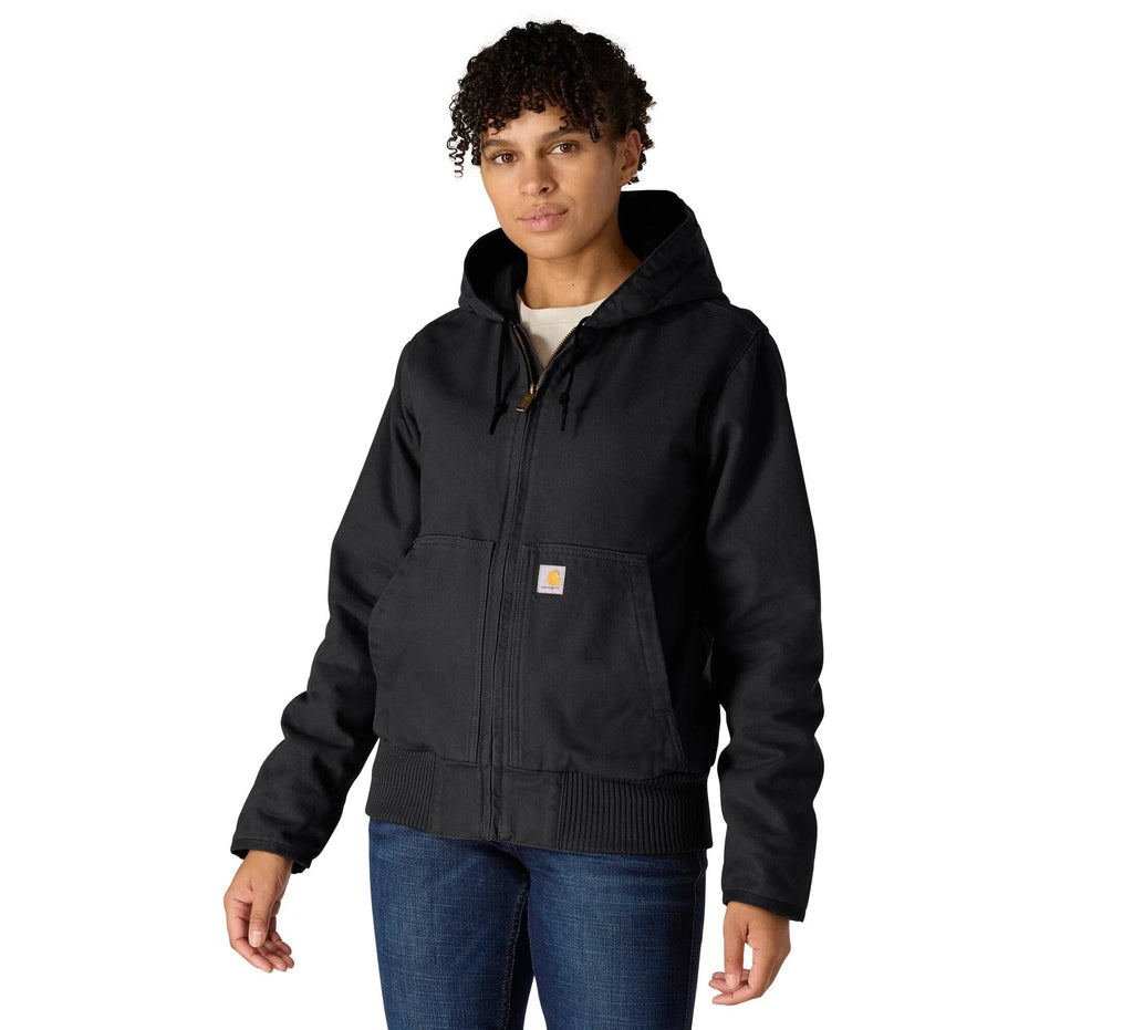 Women's Insulated Hooded Canvas Jacket - Black