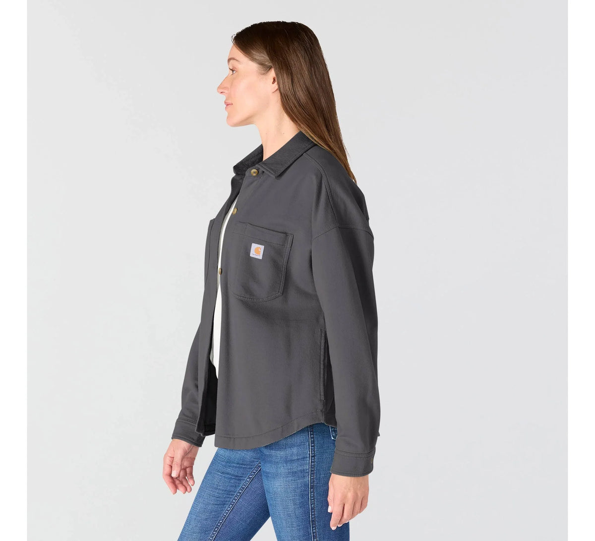 Women's Cotton French Terry Overshirt - Green