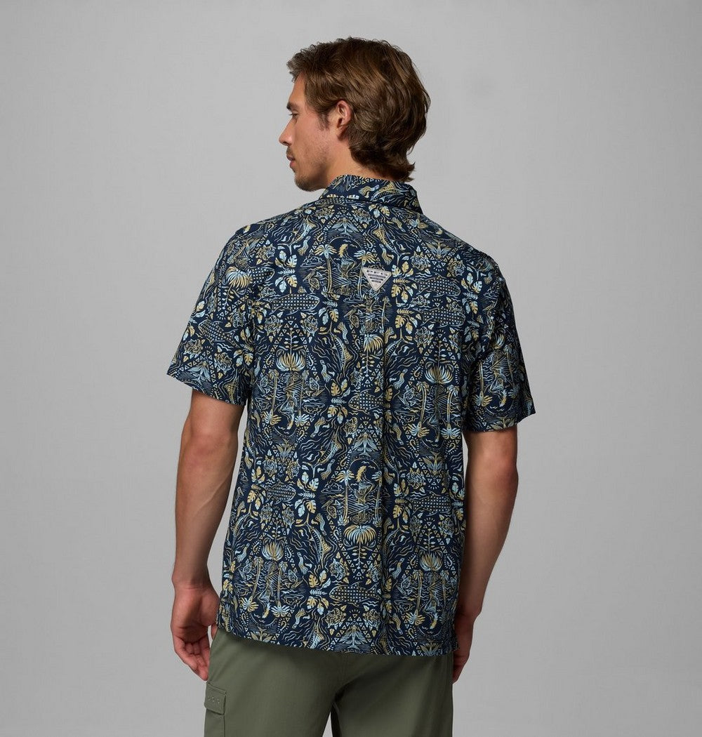 Men's Short-Sleeve Cotton Camp Shirt - Gray
