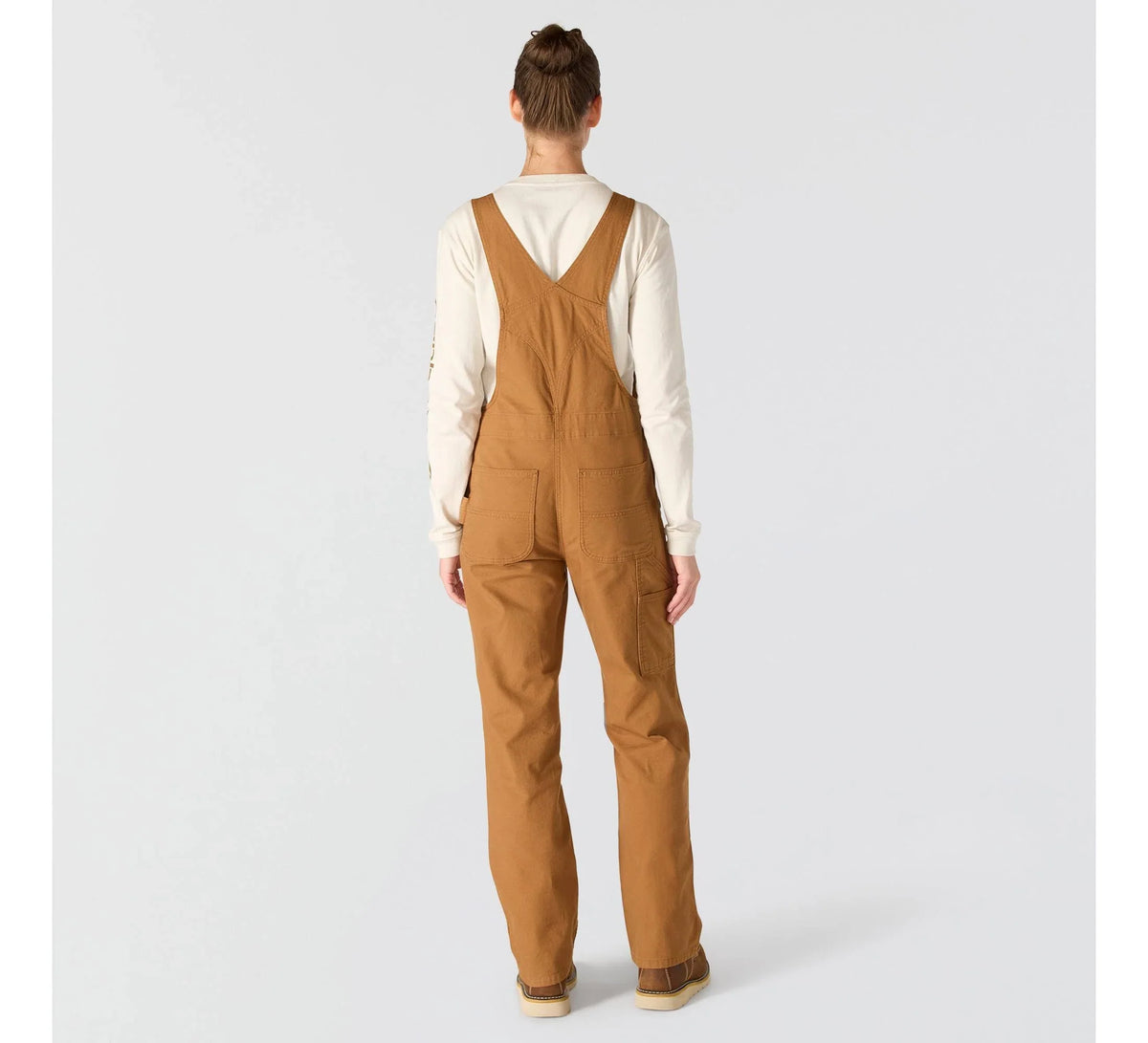 Women's Stretch Canvas Bib Overalls - Brown