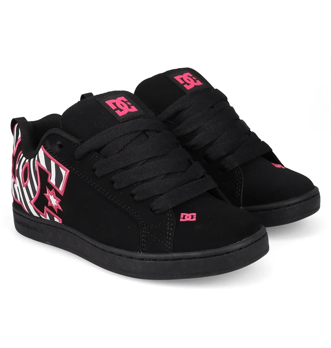 Women's Padded Cupsole Sneakers - Black White Pink