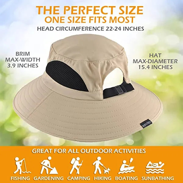 Sun Hat For Men/Women, Waterproof Wide Brim Bucket Hat Foldable Boonie Hat For Fishing Hiking Garden Safari Beach Upf 50/Waterproof