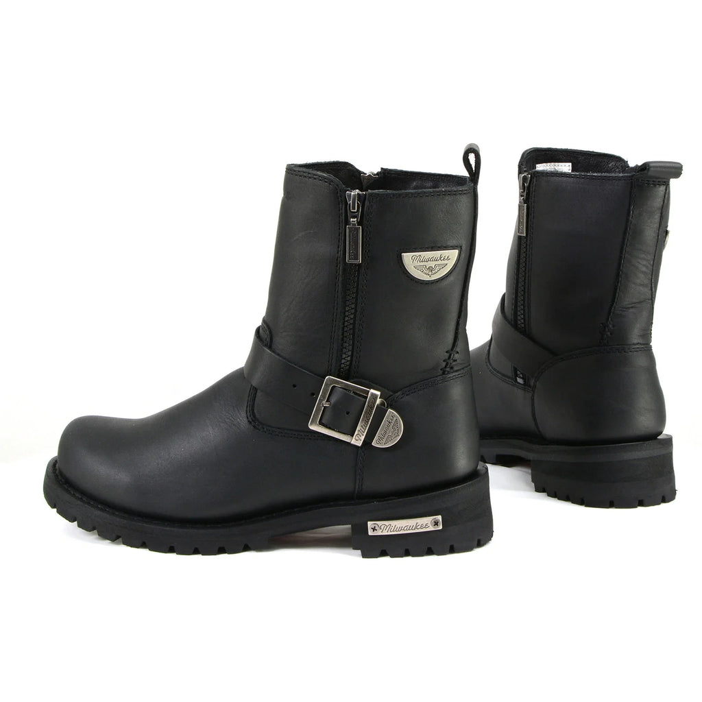Men's Zip Motorcycle Boots - Black