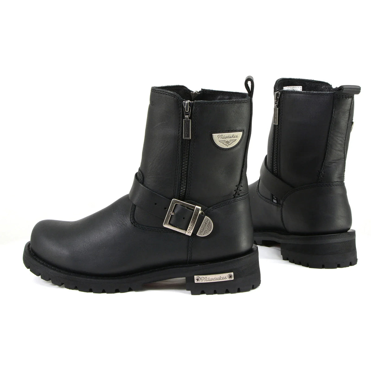 Men's Zip Motorcycle Boots - Black