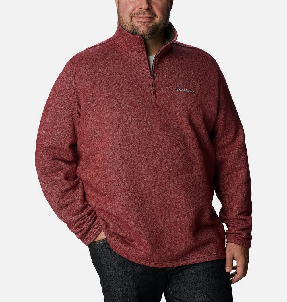 Men's Big Cotton-Blend Half-Zip Pullover - Black