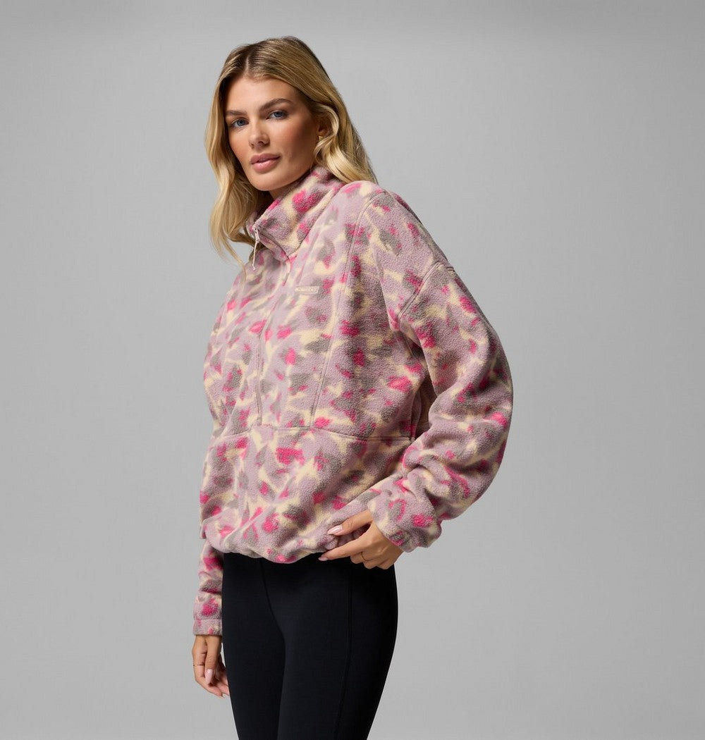 Women's Printed Fleece Half-Zip Pullover - Mauve