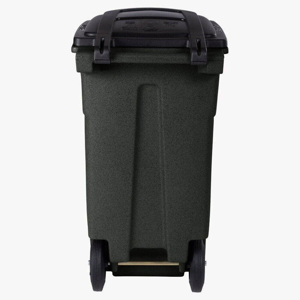 Toter 32 Gallon Greenstone Trash Can With Quiet Wheels And Attached Lid, 24.25 in D x 19.75 in W x 37.5 in H - ANA32-55410