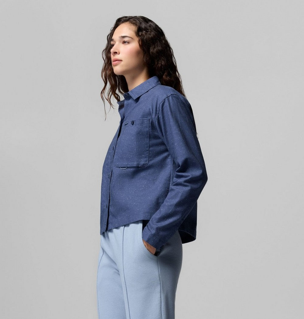 Women's Stretch Long-Sleeve Button-Up Shirt - Blue