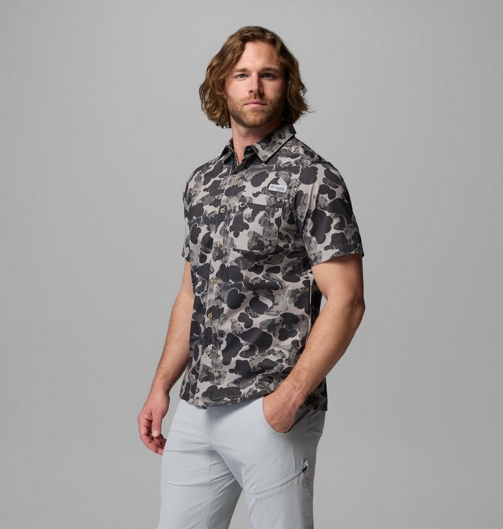 Men's Short-Sleeve Cotton Camp Shirt - Gray
