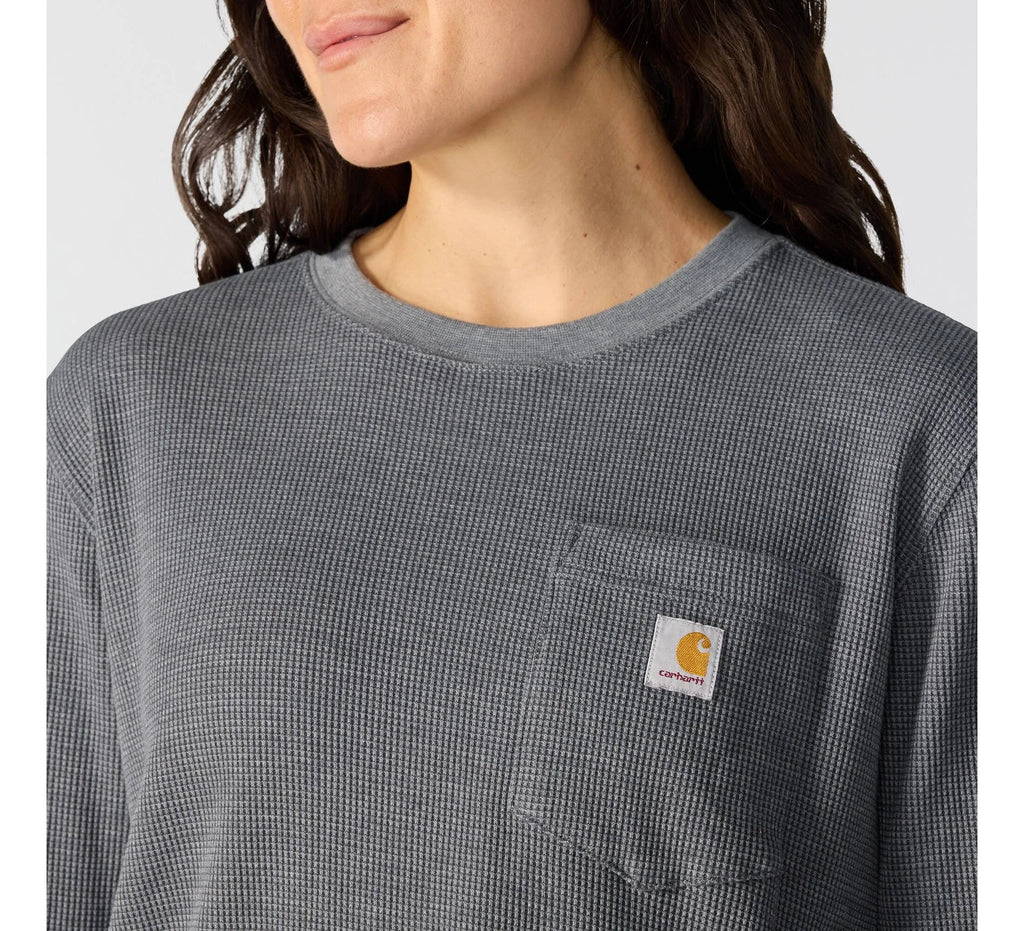 Women's Waffle Knit Long-Sleeve Pocket Tee