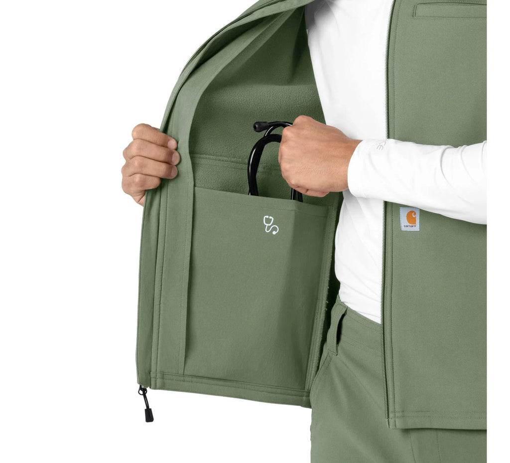 Men's Full-Zip Bonded Fleece Vest - Olive
