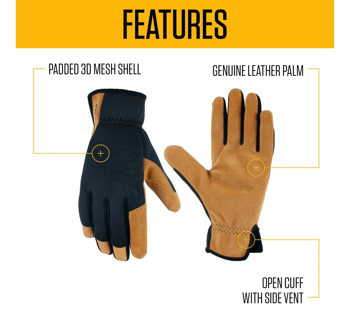 Leather Palm High-Dexterity Work Gloves - Black