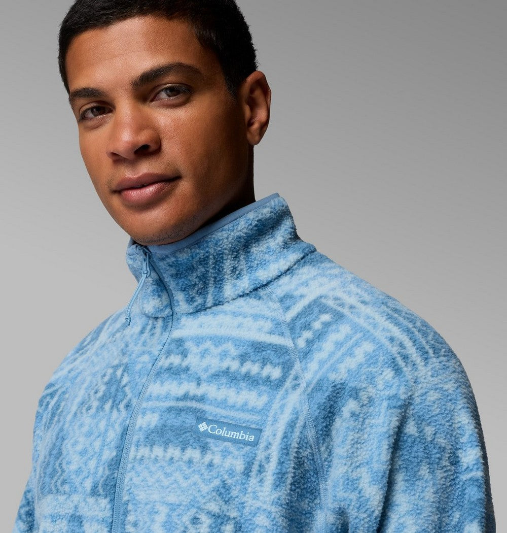Men's Printed Fleece Half-Zip Pullover - Sage