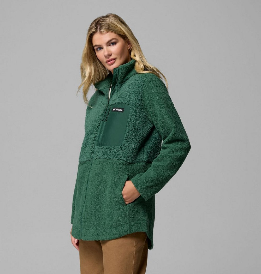 Women's Long Sherpa Full-Zip Fleece Jacket