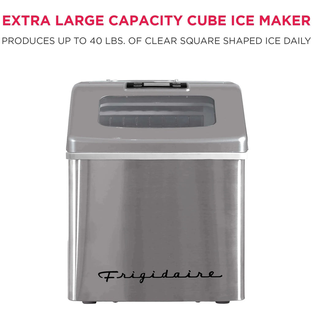 Frigidaire Countertop Clear Square Ice Maker, 40 lbs. Per Day - Stainless Steel