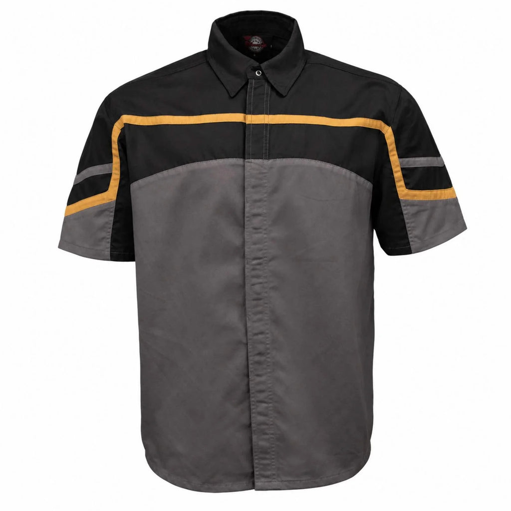 Men's Reflective Mechanic Shirt - Black Gray Orange
