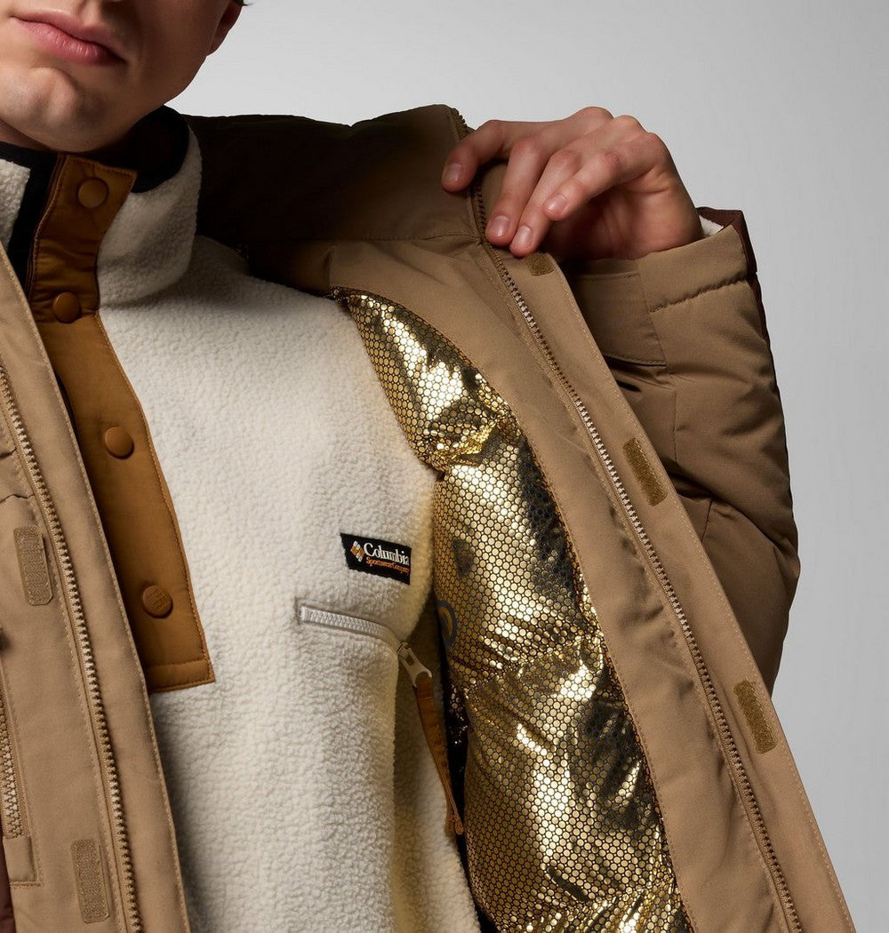Men's Hooded Insulated Parka - Brown Black