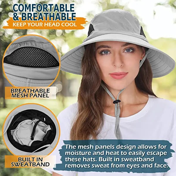 Sun Hat For Men/Women, Waterproof Wide Brim Bucket Hat Foldable Boonie Hat For Fishing Hiking Garden Safari Beach Upf 50/Waterproof