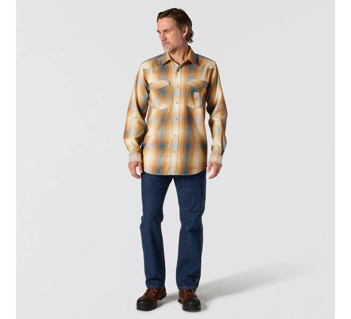 Men's Flame-Resistant Plaid Snap Shirt - Green