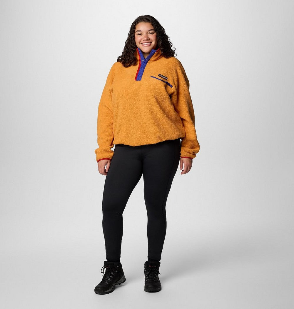 Women's Plus Cropped Sherpa Half-Snap Pullover - Tan