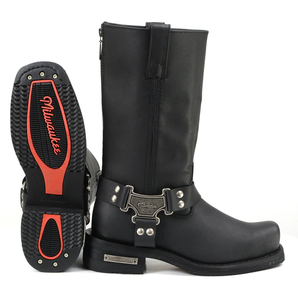 Men's Harness Motorcycle Boots - Black
