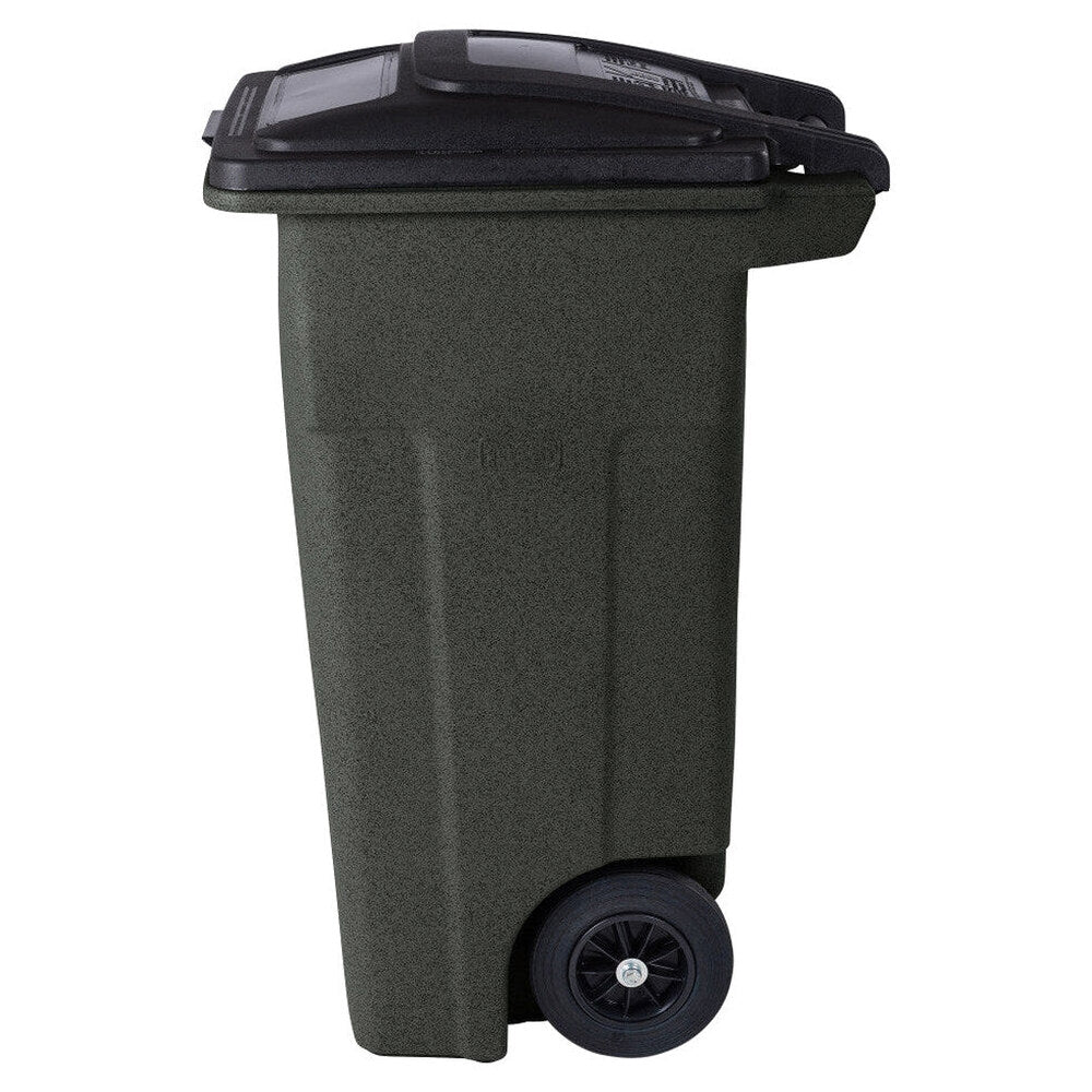 Toter 32 Gallon Greenstone Trash Can With Quiet Wheels And Attached Lid, 24.25 in D x 19.75 in W x 37.5 in H - ANA32-55410