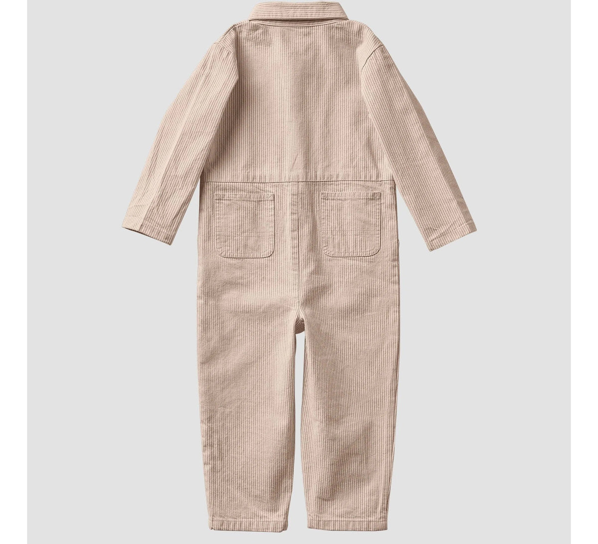 Kids' Striped Twill Snap-Front Coverall - Brown
