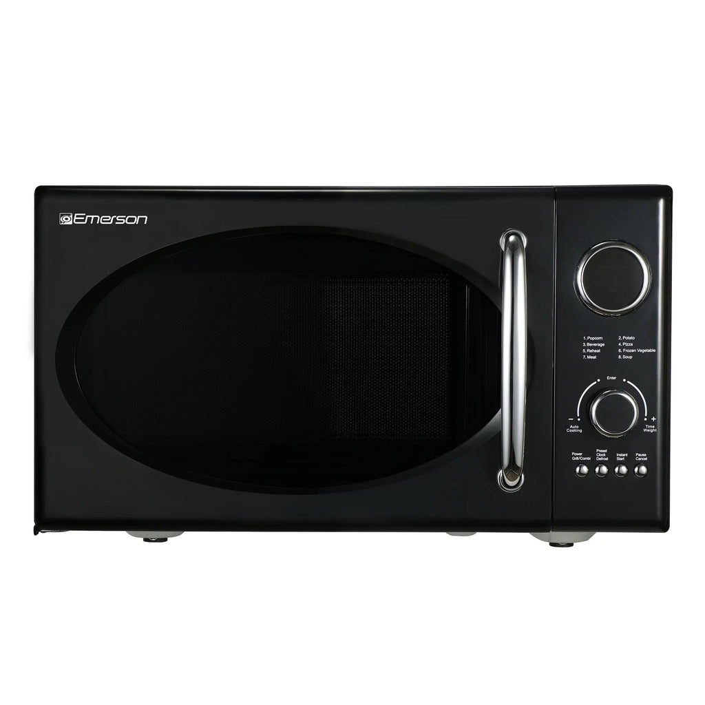 Emerson 0.9 Cu Ft 800W Retro Black Microwave Oven With Grill - MWRG0901BK