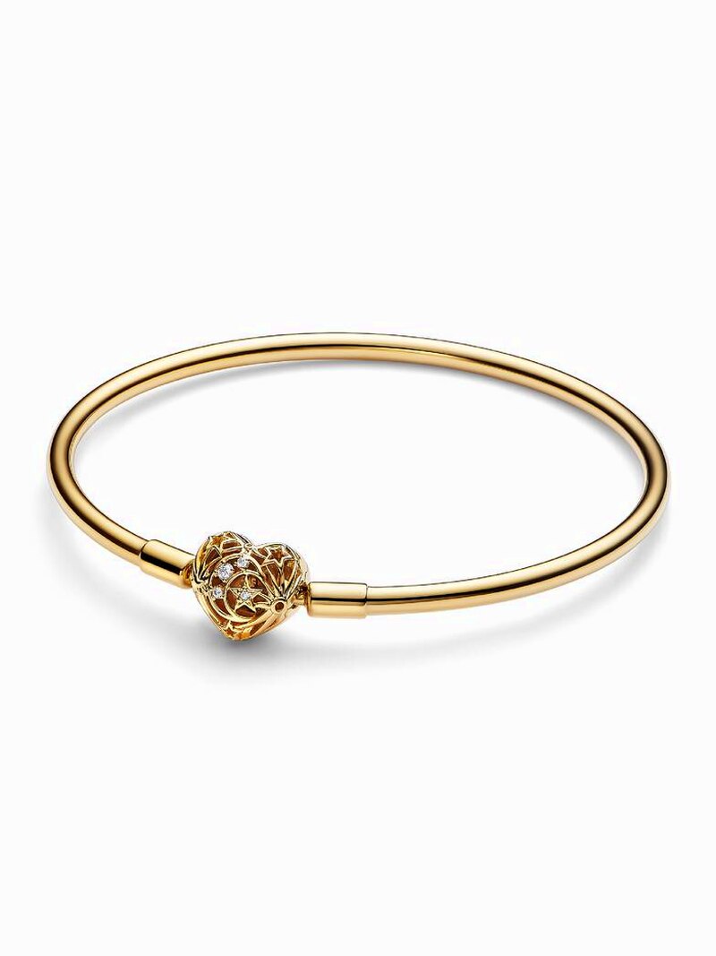 Gold-Plated Heart Clasp Bangle