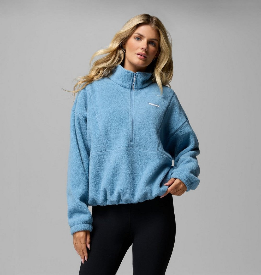Women's Fleece Half-Zip Pullover - Blue Grey