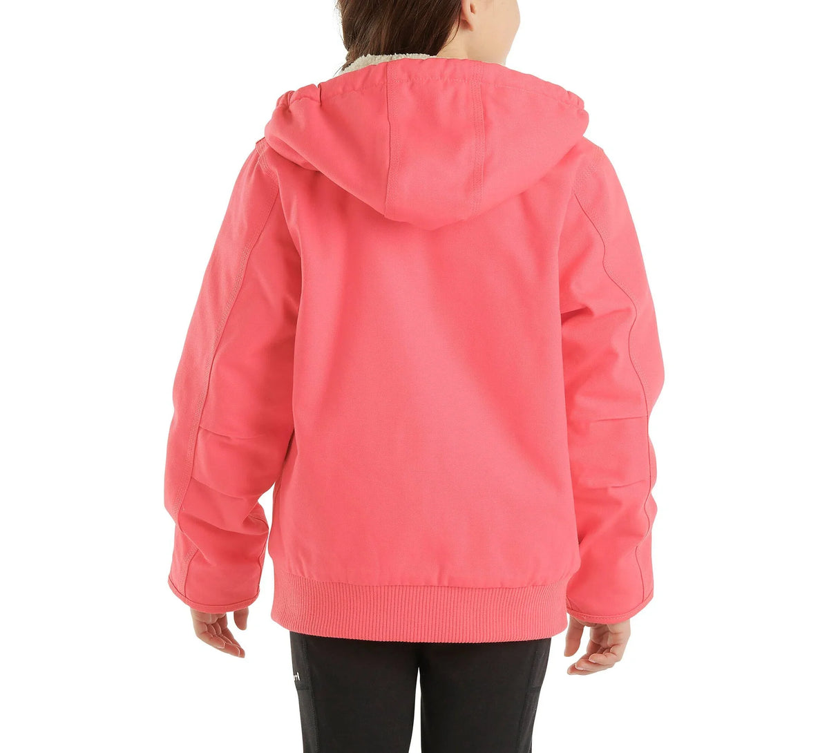 Girls' Sherpa-Lined Hooded Canvas Jacket - Pink