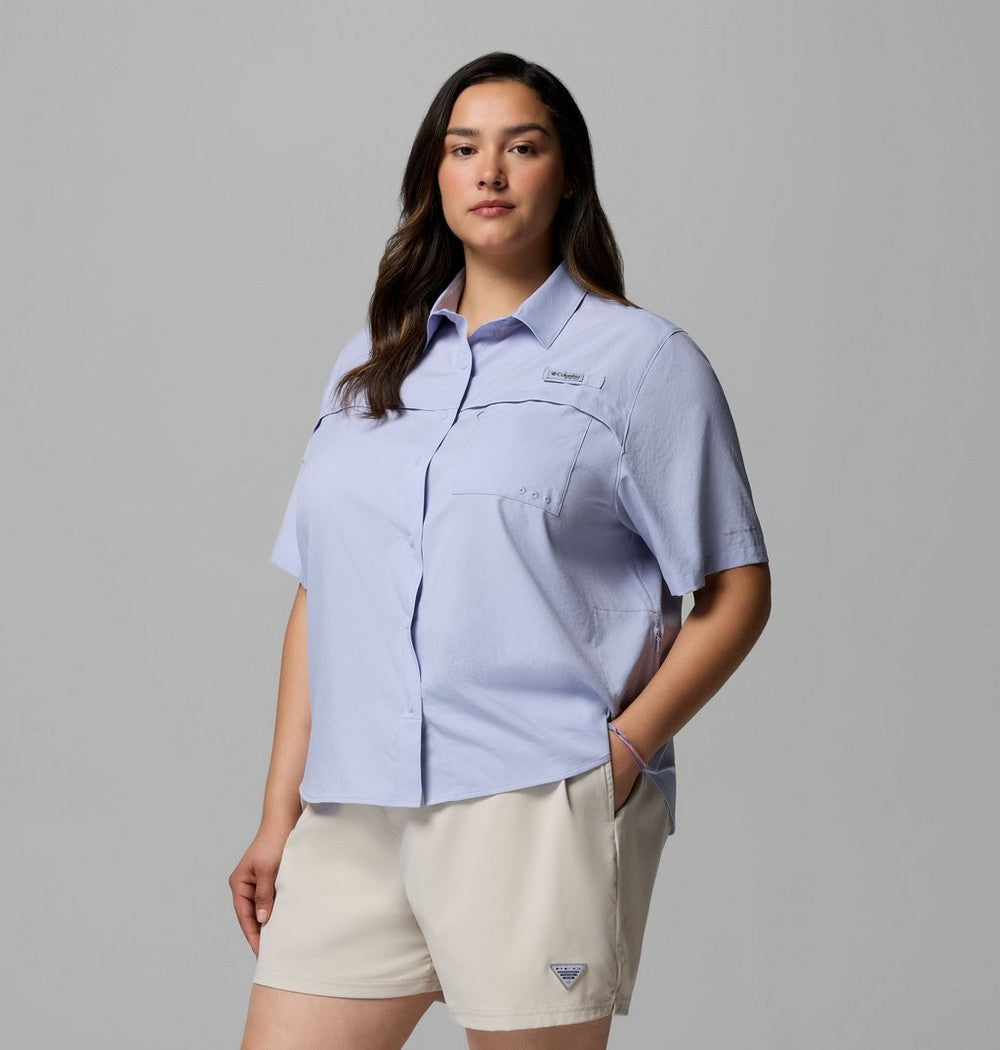 Women's Plus Short-Sleeve Fishing Shirt - Blue