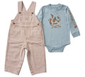 Baby 2-Piece Bodysuit & Striped Overall Set - Brown