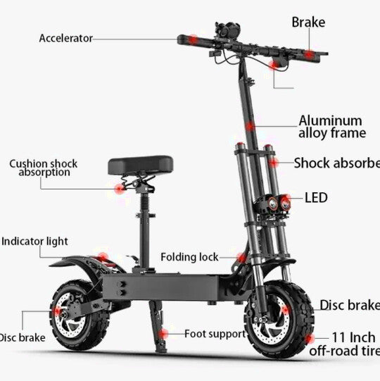 eHoodax Electric Scooter, 5600W Dual Motor, 60V40AH, 11-Inch Tires, Regular Version 20 Miles - HB07