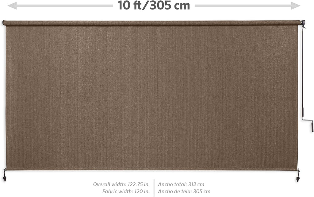 Coolaroo Outdoor Roller Shade With Wand - 10ft x 8ft Walnut