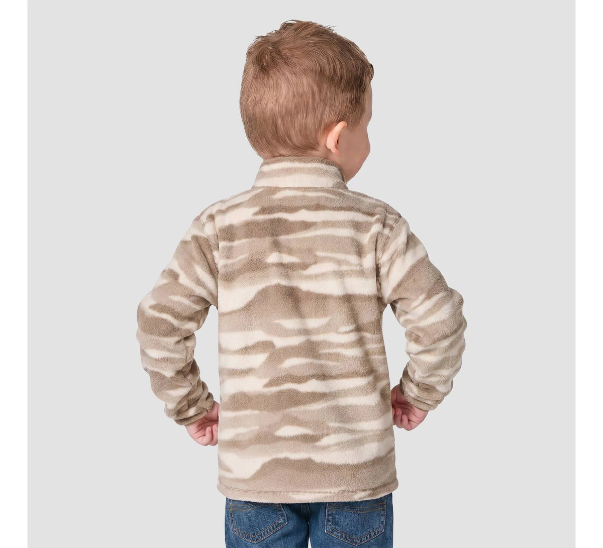 Boys' Printed Half-Zip Fleece Pullover - Beige