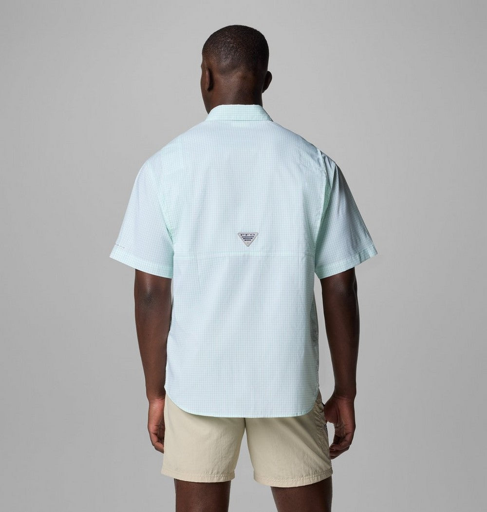 Men's Vented Short-Sleeve Fishing Shirt - Green Gingham