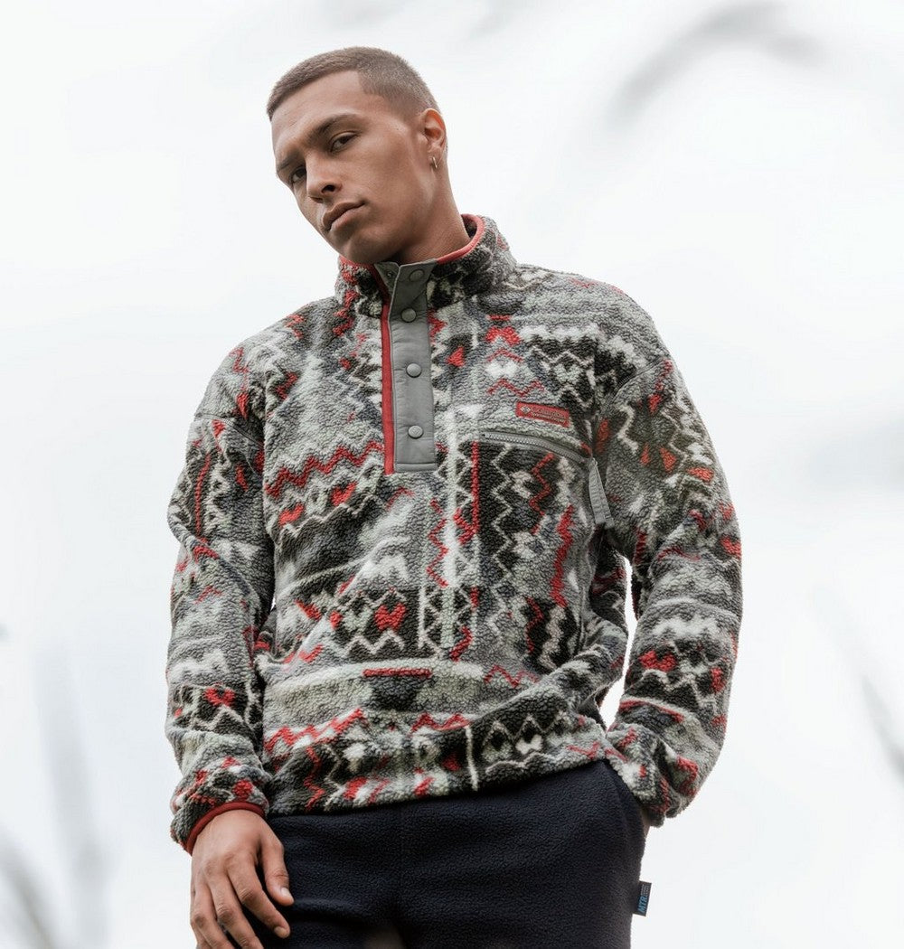 Men's Printed Half-Snap Fleece Pullover