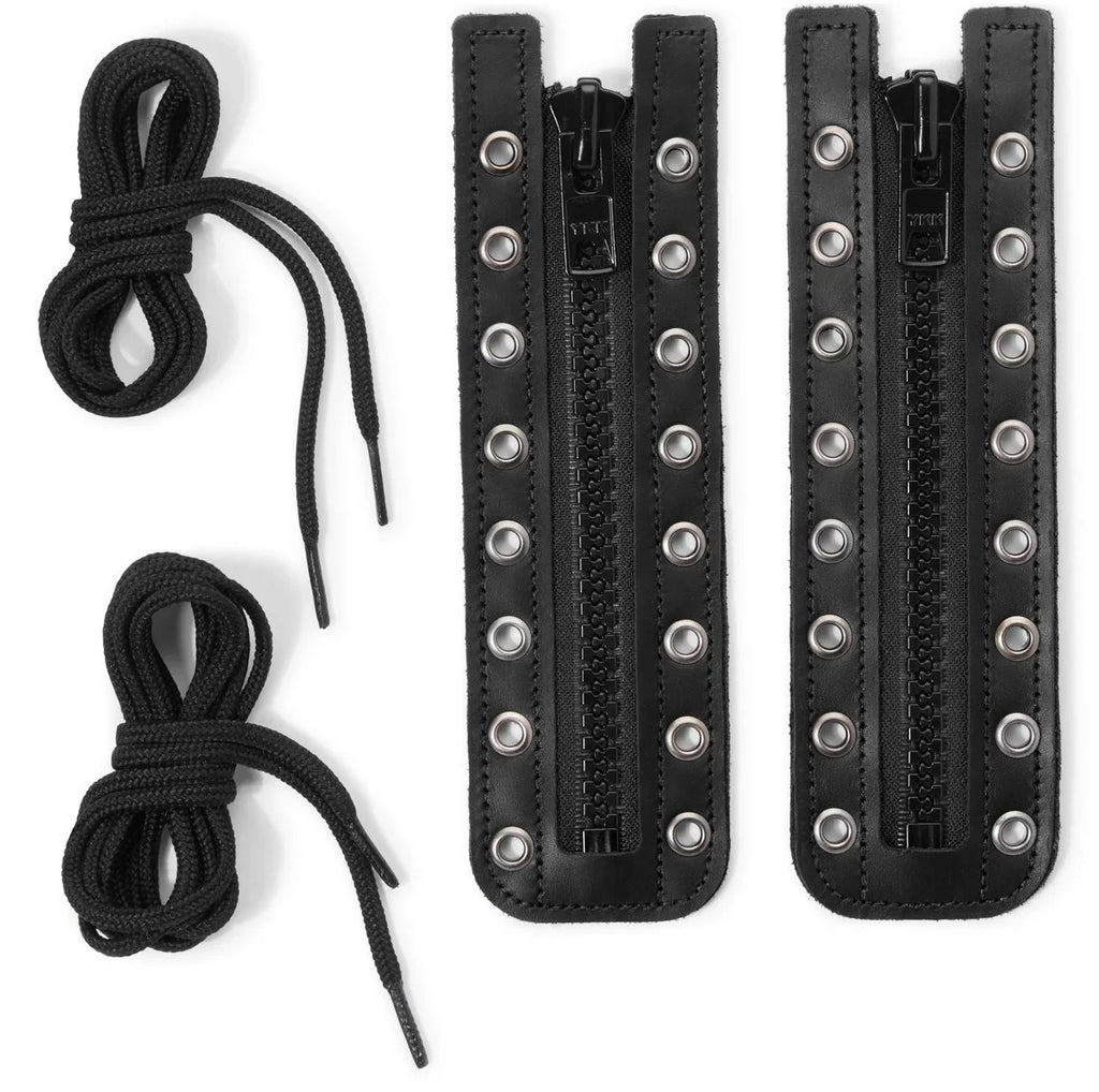 6-Inch Leather Lace-In Boot Zipper - Black