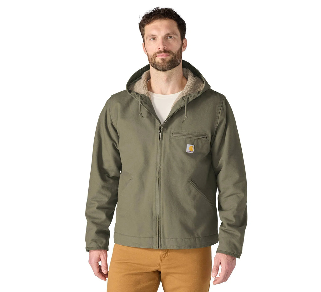 Men's Sherpa-Lined Cotton Canvas Jacket - Gravel