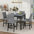 5-Piece Counter-Height Dining Set With Solid Wood Table And 4 Padded High-Back Chairs