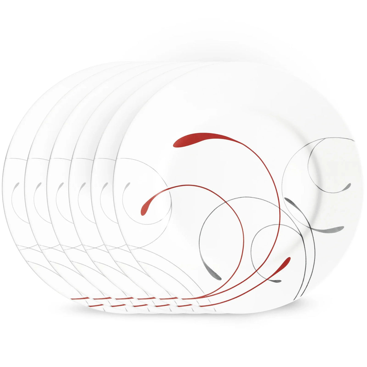 8.5-Inch Glass Salad Plates, Set of 6 - Red Gray