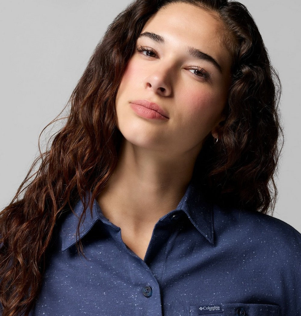 Women's Stretch Long-Sleeve Button-Up Shirt - Blue