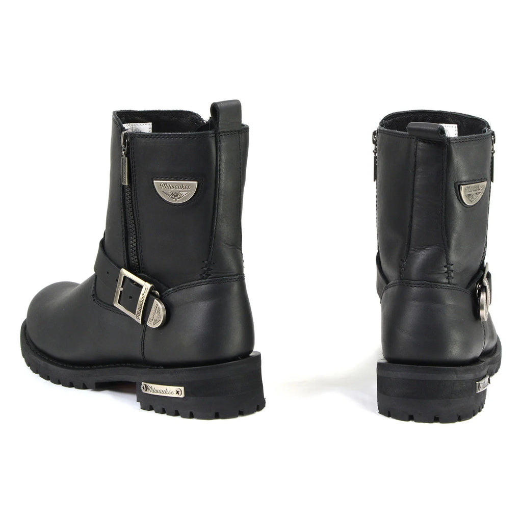 Men's Zip Motorcycle Boots - Black