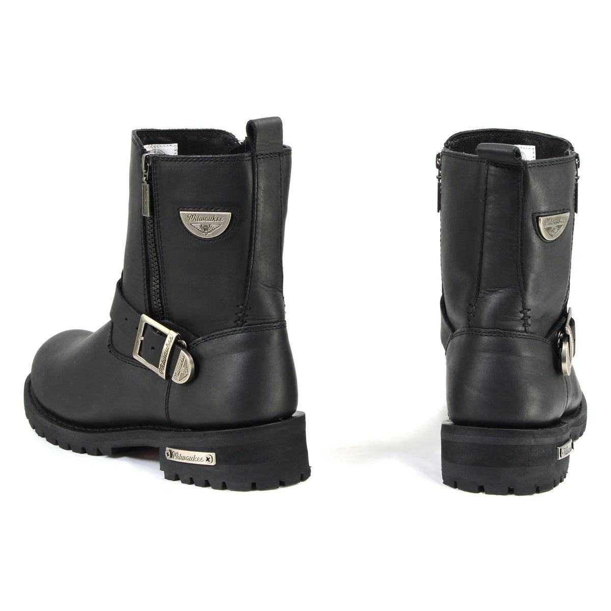 Men's Zip Motorcycle Boots - Black